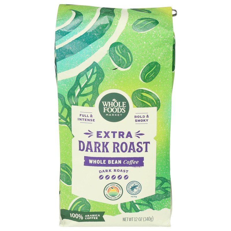 Whole Foods Market, Extra Dark Roast Whole Bean Coffee, Full