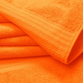 GLAMBURG Ultra Soft 24-Piece Towel Set - 100% Pure Ringspun Cotton, Contains 8 Oversized Bath Towels 27x54, 8 Hand Towels 16x28, 8 Wash Cloths 13x13 - Ideal for Everyday use, Hotel & Spa - Orange