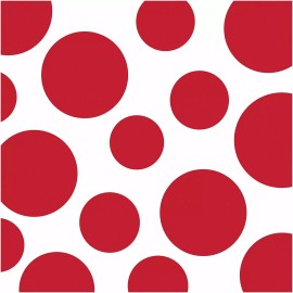 Creative Converting 16 Count Chevron and Polka Dots Lunch Napkins, Classic Red