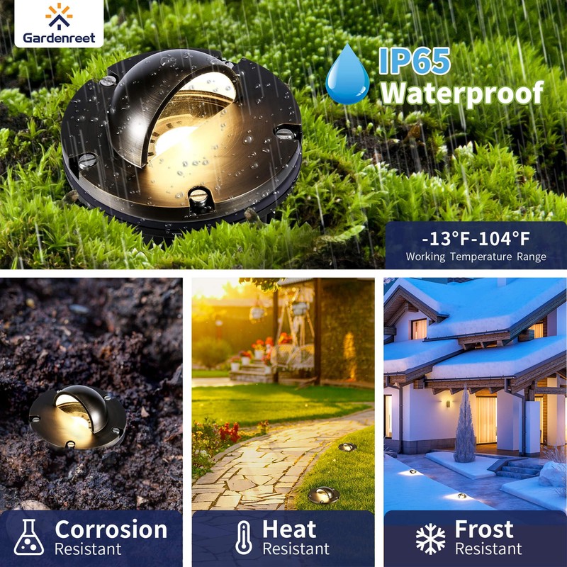 Gardenreet Brass Well Light - Waterproof 12V Ip65 In-Ground Landscape