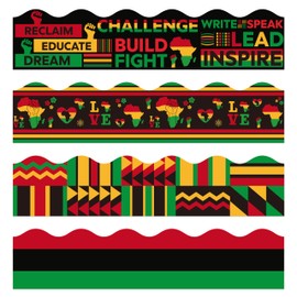 BeYumi 80Pcs Kwanzaa Bulletin Board Borders Juneteenth Black History Month Borders African American Holiday Border Trim African American Celebration Party School Classroom Chalkboard Poster Decoration