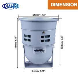 DIANQI DC24V Loud Electric Motor Metal Siren, 120dB Air Screw Alarm Horn for Home, Industries, Stores and Control Systems (Gray)