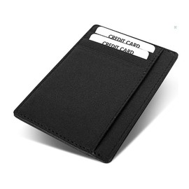 FLEXIBILITE® Leather Card Holder - 7 Compartments Card Holder with RFID Protection and Viewing Window - EC Cards and Banknotes for Men and Women - Mini Wallet - Approx. 15 g, black, Minimalist