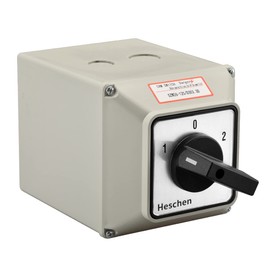 Heschen Universal Rotary Cam Selector Changeover Switch, SZW26-125/D303.3D, 660V 125A, ON-OFF-ON 3 Position, 3 Phase, 12 Terminals, with Master Switch Exterior Box