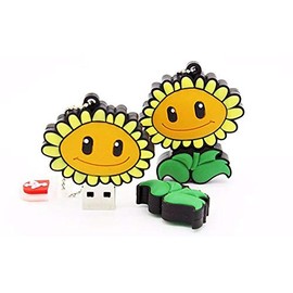 2.0 Sunflower Flower Smile 64GB USB External Hard Drive Flash Thumb Drive Storage Device Cute Novelty Memory Stick U Disk Cartoon