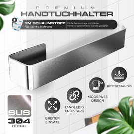ARNAPURA Handtuchhalter Ohne Bohren | Spültuchhalter Edelstahl 304 | Inklusive Ultra-Resistenten Kleber Typ Bad und Küche | Made in Germany