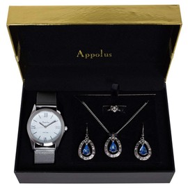 Appolus Christmas Gifts For Women Mom Wife Girlfriend Necklace Earrings Set Gift For Birthday Anniversary Graduation Wedding (Blue)