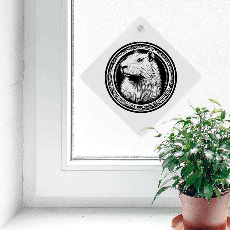 'Capybara in Circle Frame' Suction Cup Car Window Sign (CG00028577)
