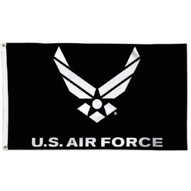 3x5 Airforce Wings Black Flag Banner Air Force Black Flag Grommets