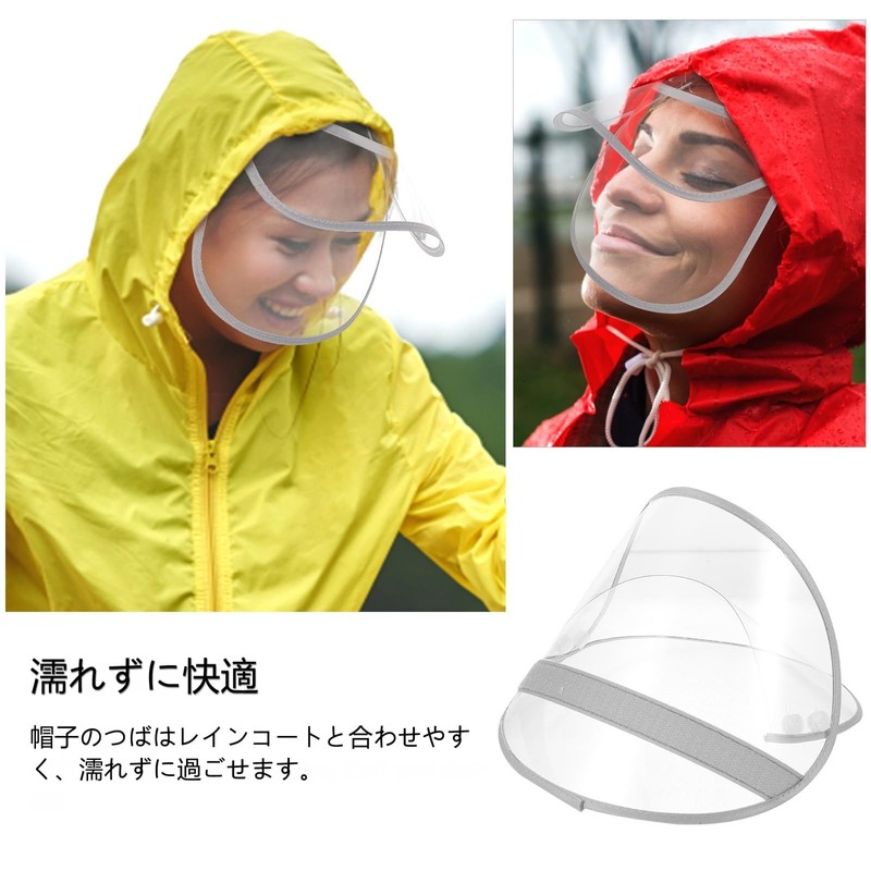 LIOOBO Rain Hood with Visor Clear Plastic Rain Hat Wide