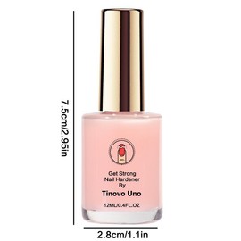 Tinovo Uno 3pcs [Pink Nail Hardener] Natural Sheer Pink NailHardener 12ml  Decorative Nails for Enhanced Shine andGloss