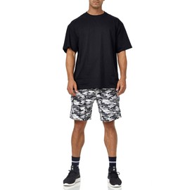 Indicode Men's Dannie Cargo Sweat Shorts with Drawstring, Men's Shorts, Sports Tracksuit Bottoms, Black camouflage, XL