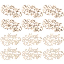 SEWACC Merry Christmas Wood Cutout: 20pcs Mini Wooden Slices Unfinished Letter Words Piece Blank Christmas Tree Ornament