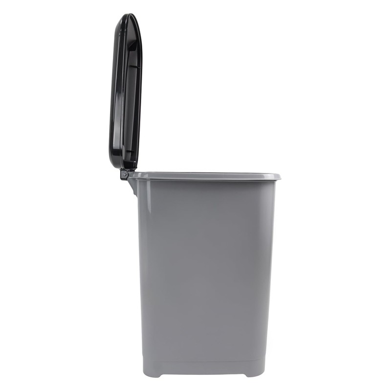 JVL Slim Plastic Lidded Foot Pedal Waste Bin, 10L, Grey
