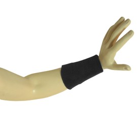 COUVER 6 inch Extra Long Thick Sports Wristband / Sweatband, Black (1 Piece)