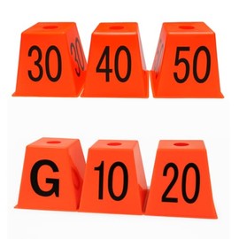 Motionchic Set of 11 Football Field Yard Line Markers Orange High Visibility Stackable Portable 4 Sided Field Yardage Markers for Football Training