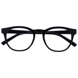 Opulize Blu - Gafas de lectura con filtro de luz azul, marco redondo, bisagras de resorte, mejoran el sueño, ordenador, juegos, antirreflejos, para hombre y mujer B5, Negro, 1,50 Dioptrien