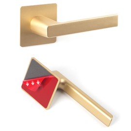 BaiNong 2 Pack Stick on Door Handles 6 inch Adhesive Cabinet Handles Gold Self Adhesive Room Door Handles Cabinet Drawer Knobs for Barn Door Window Shower Sliding Garage Door Glass Pulls