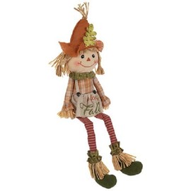 Welcome Fall Scarecrow Shelf Sitter with Hat Home Fall Autumn Table Decoration 15.5 Inch Length