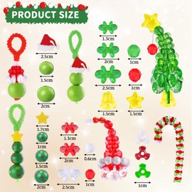 XIMISHOP 36 Sets Christmas Craft Beads for Kids Adults，Christmas Beaded Ornament Kit Xmas Craft Wreath Kit Tri-Shaped DIY Beads for Xmas Tree Hanging Decoration Holiday Party Supplies