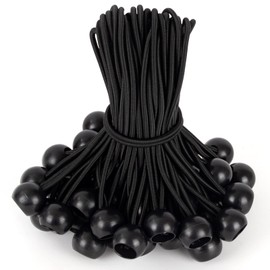 Akicderu Elastic Bands with Ball 15 cm, Rubber Tensioner with Ball, Pack of 50, Tarpaulin Tensioners with Ball, Tent Rubber, Expander Loops, Rubber Loops for Tarpaulins, Tent, Banner, Net, Gazebos