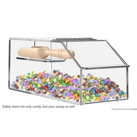 Marketing Holders Candy Storage Bin with Scoop Slot 7.75" Tabletop Nut Granola Bin Top Opening Display Birthday Parties Clear Acrylic No Assembly