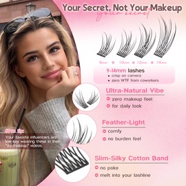 Goddvenus Lash Clusters Wispy 9-14mm Eyelash Clusters Natural DIY Cluster Eyelash Extensions Lash Individual 300pcs Short C Curve