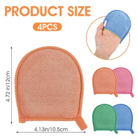 Ptwola 4pcs Exfoliating Face Scrubber Mitt Face Cleanser Wash Remover Deep Cleaning Polishing Gloves Body Skin Dead Dry Remover Pads Tools for Men Bath Shower Spa Skincare / Ptwola 4개 각질 제거용 얼굴 스크러버 미트 페이스 클렌저 워시 제거제 딥 클리닝 연마 장갑 바디 스킨 데드 드라이 리무버 패드 도구 남성용 목욕 샤워 스파 스킨케어