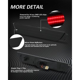 Bestview Side Marker Light Assembly, Rear Bumper Side Marker Lamps Reflectors Compatible for Chevy Camaro 2010 2011 2012 2013 2014 2015, Red Pack of 2