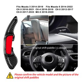 T-carbon Large Paddle Shifter Extensions Fits Mazda 6 CX-3 CX-5 CX-9 MX-5 2019;Real Carbon Fiber Steering Wheel Paddles Shifter Fits Mazda 3 Axela Atenza 2014-2018 Gear Shift Trim Accessories Black