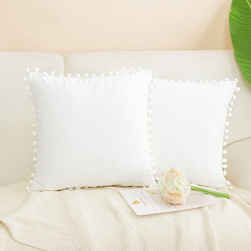 PiccoCasa Velvet Pillow Covers Throw Pillow Covers with Balls for