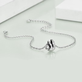 YAFEINI Animal Bracelet Gifts Sterling Silver Sloth/Highland Cow/Red Panda/Dragonfly Bracelet Heart Sloth Jewellery for Women Girls (sloth bracelet)