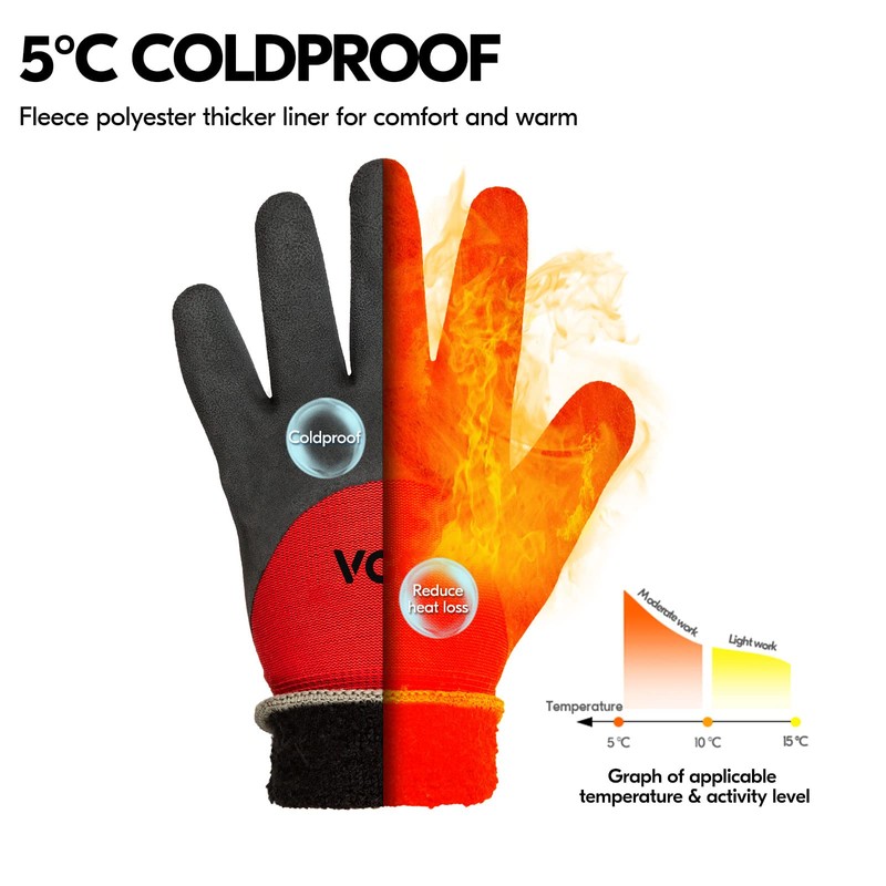 Vgo... Thermal Winter Work Gloves Palm Latex for Freezer Gardening