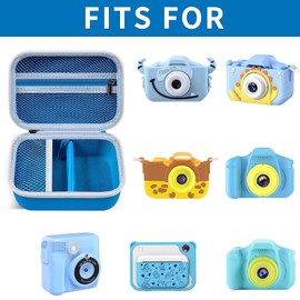 Children's Camera Bag for Uleway/for GlobalCrown/for Gofunly for Grepro/for Ushining Mini Digital Camera, Instant Cameras Protective Case Carry Bag Holder for Printing Paper (Case Only), Blue