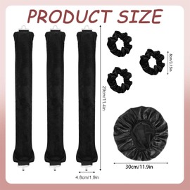 Heatless Curls Band Set Mit 3 Lockenwicklern, 3 Haargummis & 1 Schlafhaube FüR SchöNe, VoluminöSe Locken üBer Nacht – Einfach Anwendbar, Bequem FüR Damen, Schwarz