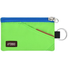 APTENSKO RFID Travel Wallet with Adjustable Lanyard-Zipper Small Wallet with ID Card Holder, Keychain for women&men-Minimalist Slim Waterproof Nylon case for ID, Cash, Key (Green)