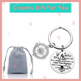 Traveling Keyring Adventurist Gifts Be Brave Seek Adventure Keychain Outdoor Lovers Mountains Gift For Wanderlust/Backpacker/Hiker Inspirational Gift For Men Women Teenager Graduation Gift For Him Her
