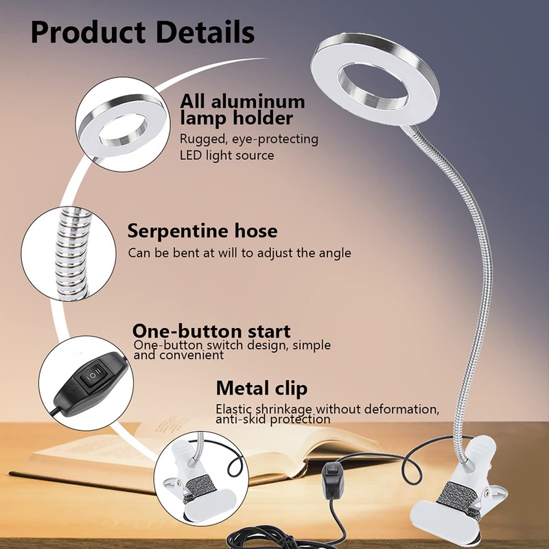 Clip on Lamp, USB Led Beauty Make Up Desk Light