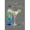 Cherry Orchard Friend Birthday Card with Gin Bottle Image, Gold