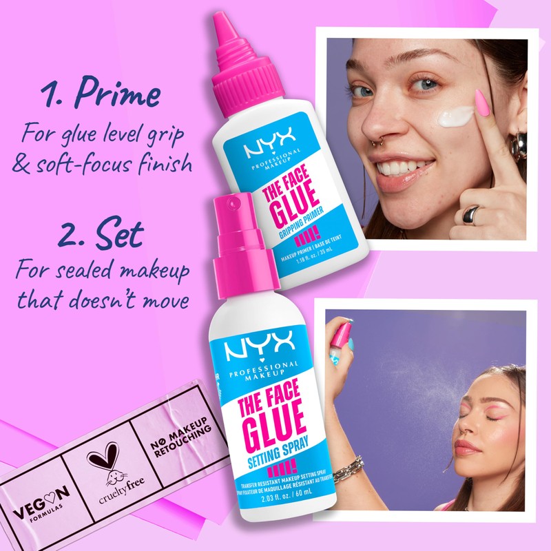 NYX PROFESSIONAL MAKEUP The Face Glue Setting Spray, Transfer-Resistant Waterproof