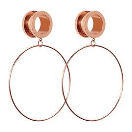 Huacan Tunnel Set with Pendant 6 mm 8 mm 10 mm 12 mm 14 mm 16 mm Ear Tunnels Sets Silver Rose Gold Gold Black Plugs for Women Ladies Double Flared Male Thread Expander Stainless Steel Jewellery 2