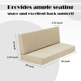 Nuanchu 2 Sets RV Dinette Seats Cushions Replacement with 42D Foam Includes 2 Booth Seats and 2 Backrests Replacement Camper Cushions for RV Dinette Trailer Bed, Oatmeal(38 Inch)