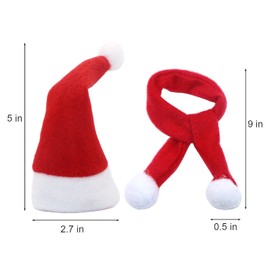 LOOGI Mini Santa Hats Santa Scarf 10pcs, Small Santa Hats Christmas Scarf for Wine Bottles Crafts Ornaments Decor