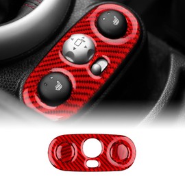 KUNGKIC For MINI COOPER R50 R53 2001-2006 Carbon Fibre Car Transmission Seat Heater Adjustment Knob Frame Interior Sticker Decorative Accessory Gift (Red)