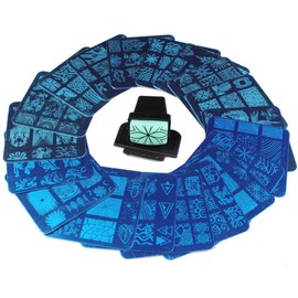 Finger Angel 20 Pcs Different Design Nail Art Stamping Plates + 1 Pcs Rectangle Green Rubber Stamper DIY Nail Art Image Stamp Plates Manicure Template Nail Art Tools