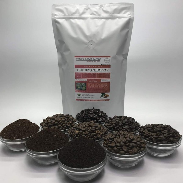 Africa/Ethiopia Harrar (2-Pound Bag) Premium Arabica Heirloom Coffee Freshly Custom Roasted Today (Full City Roast/Whole Bean) Customized Roast Or Grind Is Available By Messaging Us At Time Checkout