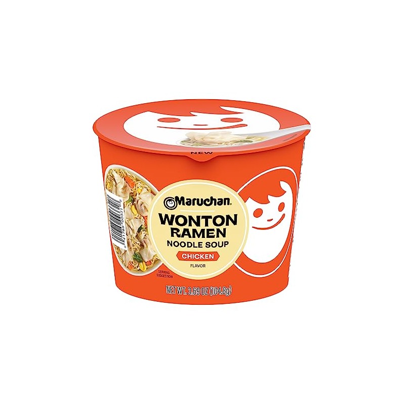 Maruchan Microwavable Wonton Bowl, Chicken Flavor, 3.69 Oz, 6 Count