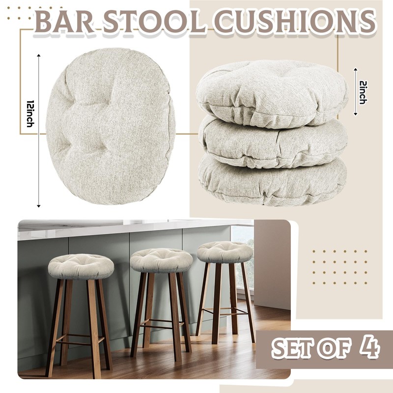 Marsui 4 Pieces Soft Stool Covers Round Bar Stool Cushions