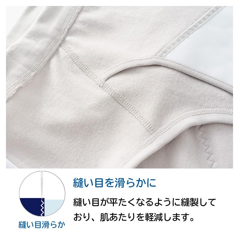 [Egret Knit] Q0015T-E Nursing Briefs, 100% Cotton, Water Absorbing Pad,