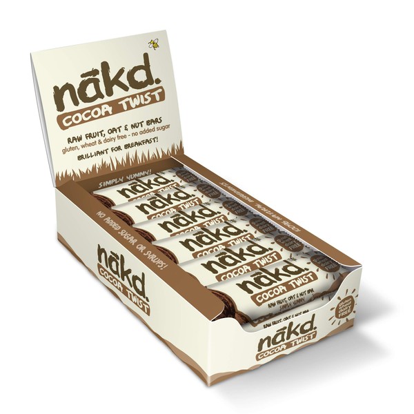 Nakd Cocoa Twist Natural Oat Bar - Vegan - Gluten Free - Healthy Snack - 35g x 18 Bars